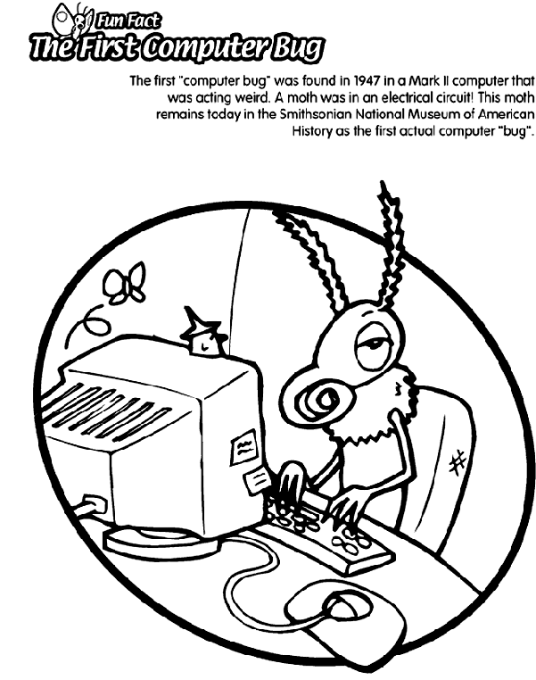 Computer Bug coloring page