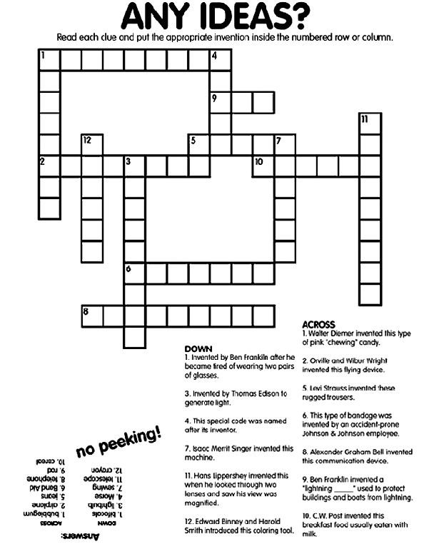 Any Ideas Cross Word coloring page