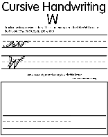 Cursive W coloring page