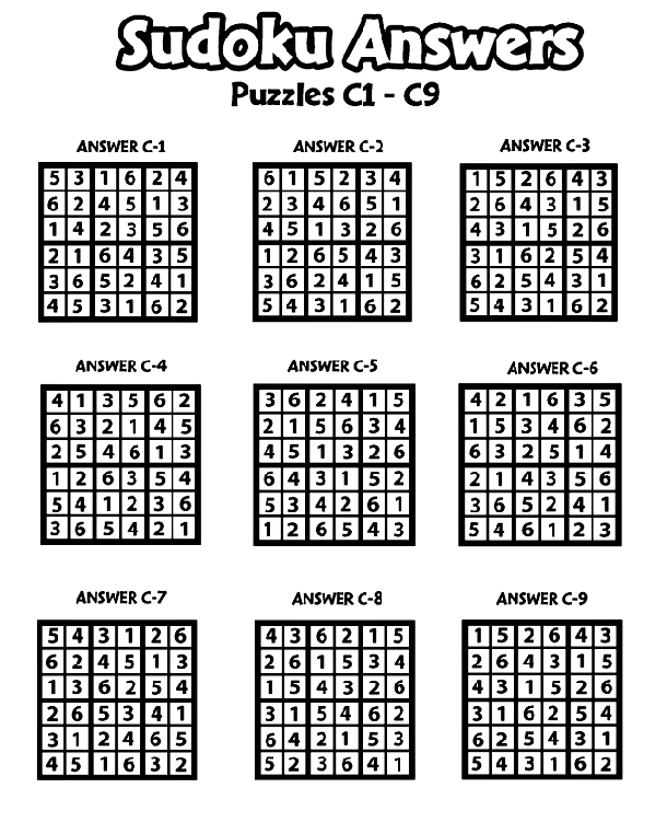 Answers C1-C9 coloring page