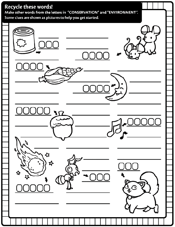 Recycled Words coloring page