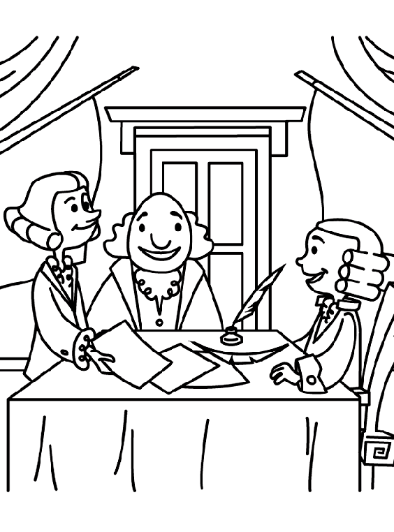Signing for Independence coloring page