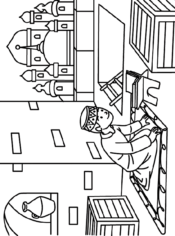 Reading the Qur'an coloring page