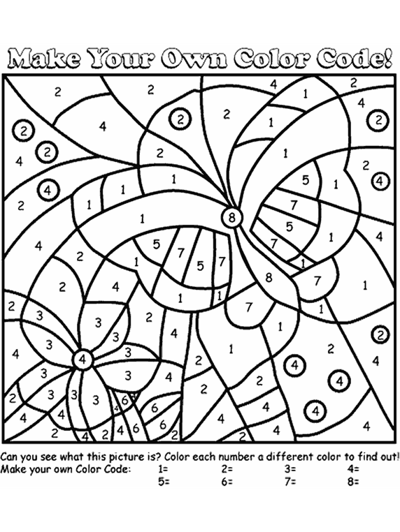 Butterfly Color by Number coloring page