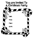 Christmas Party Invitation - Candy Canes coloring page