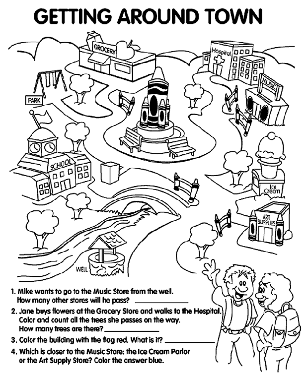 Getting Around Town coloring page