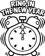 New Year&#39;s Clock coloring page