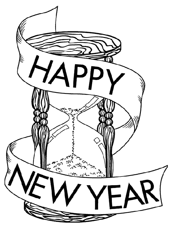 New Year's Hour Glass coloring page