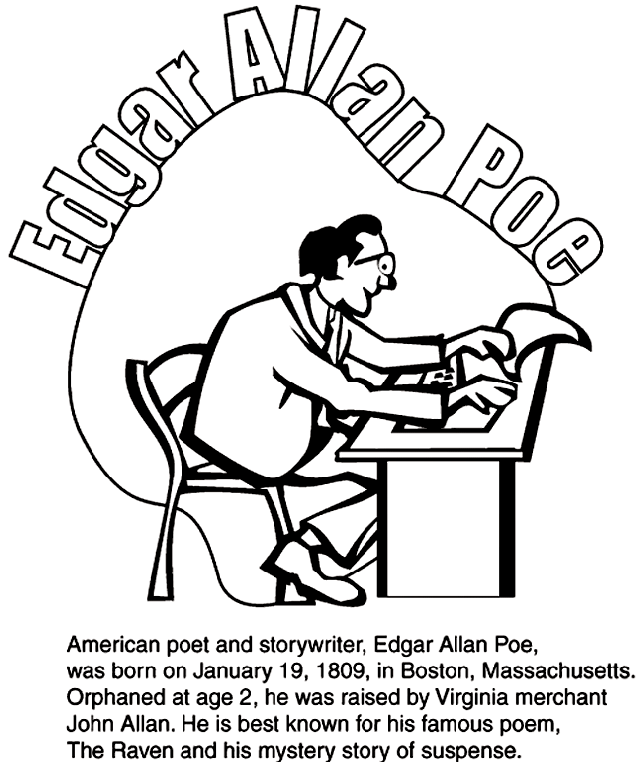 Edgar Allan Poe coloring page