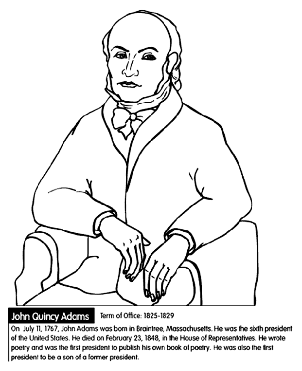 U.S. President John Quincy Adams coloring page