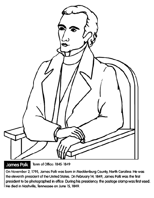U.S. President James Polk coloring page