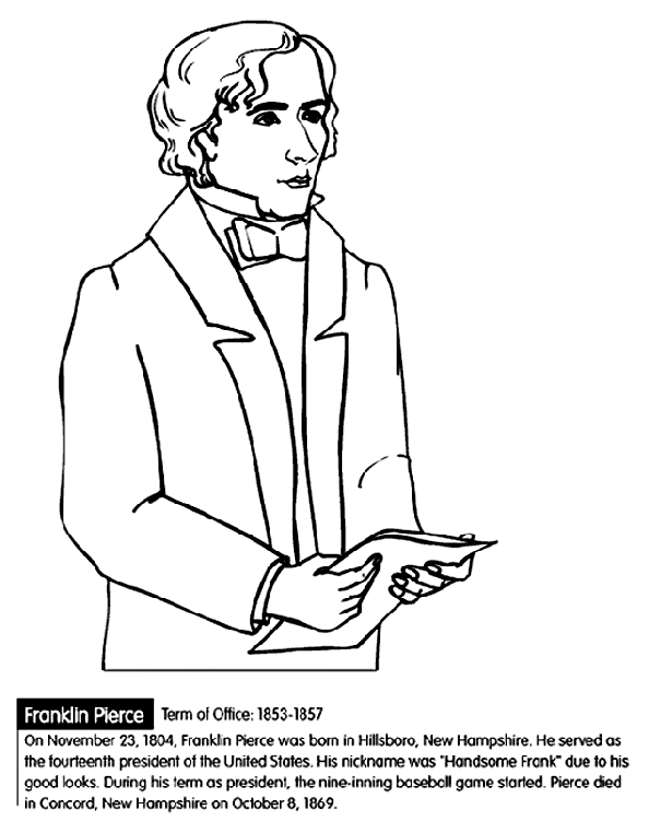U.S. President Franklin Pierce coloring page