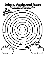 Johnny Appleseed Maze coloring page