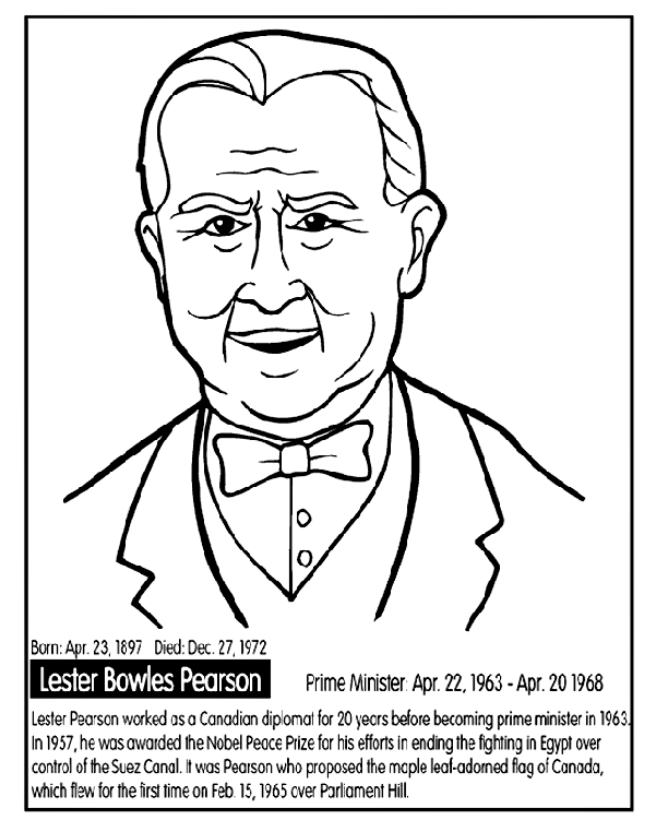 Canadian Prime Minister Pearson coloring page