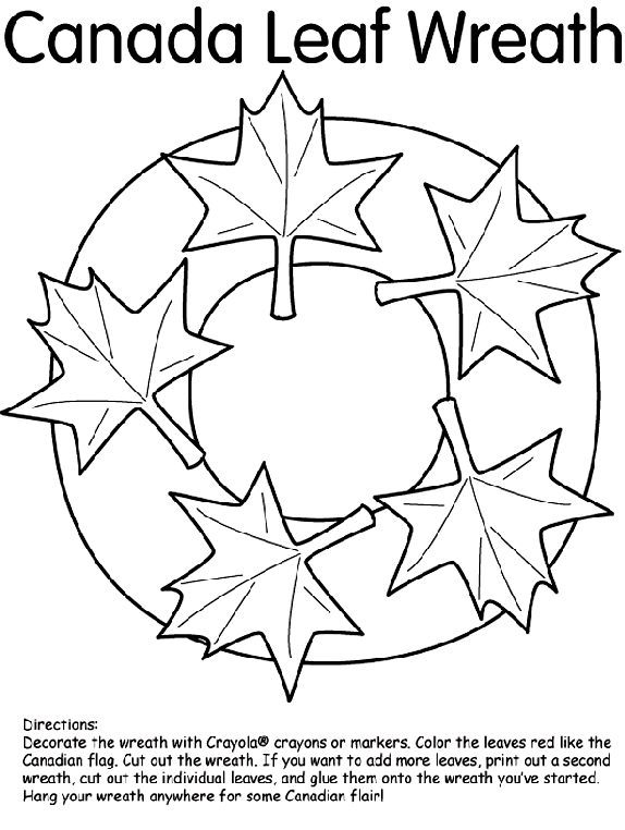 Canada Leaf Wreath coloring page