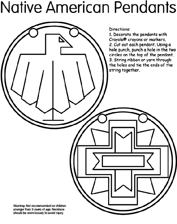 Native American Pendants coloring page