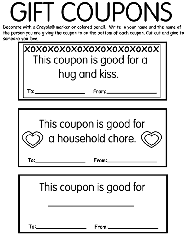 Gift Coupons coloring page