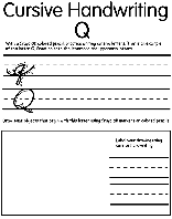 Writing Cursive Q coloring page