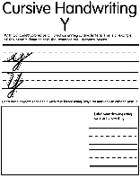 Writing Cursive Y coloring page