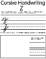 Writing Cursive Z coloring page